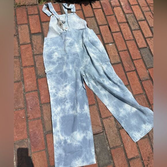 Faherty Cotton Indigo Tie Dye Mechanic Summer Wash Overalls NWT - Picture 14 of 14